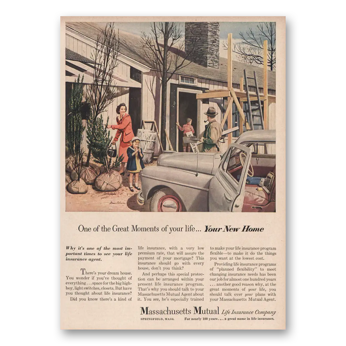 1950 Massachusetts Mutual Your New Home Vintage Magazine Print Ad