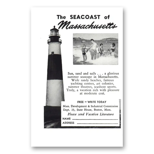 1950 Massachusetts Seacoast Vintage Magazine Print Ad