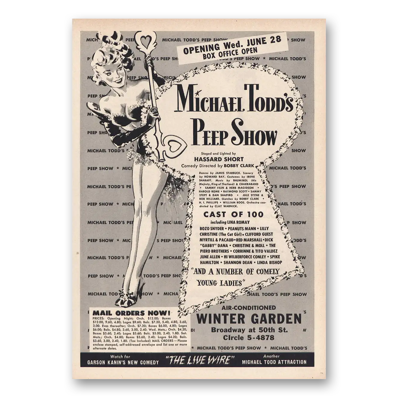 1950 Michael Todds Peep Show Promo Winter Garden Vintage Magazine Print Ad