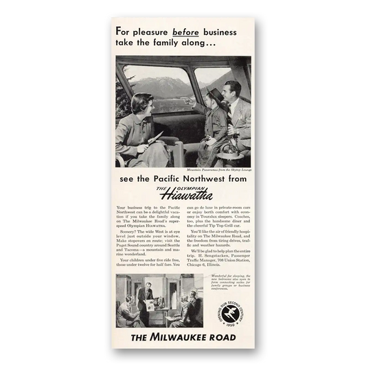 1950 Milwaukee Road Olympian Hiawatha Vintage Magazine Print Ad