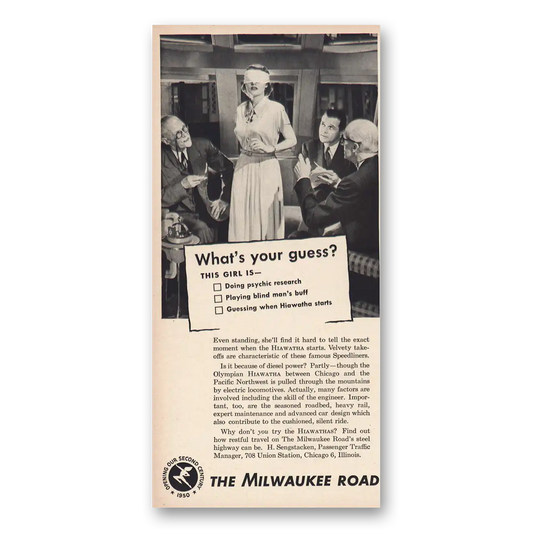 1950 Milwaukee Road Whats Your Guess This Girl Is Vintage Magazine Print Ad