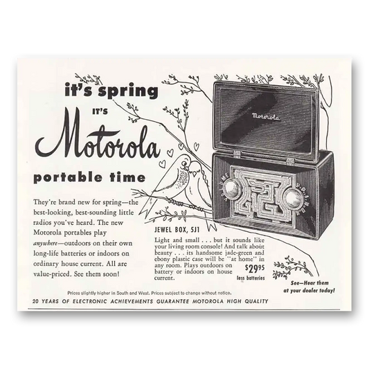 1950 Motorola Radio Portable Radio Its Spring Vintage Magazine Print Ad