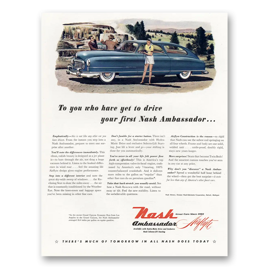 1950 Nash Motors Ambassador Who Have Yet To Drive Vintage Magazine Print Ad