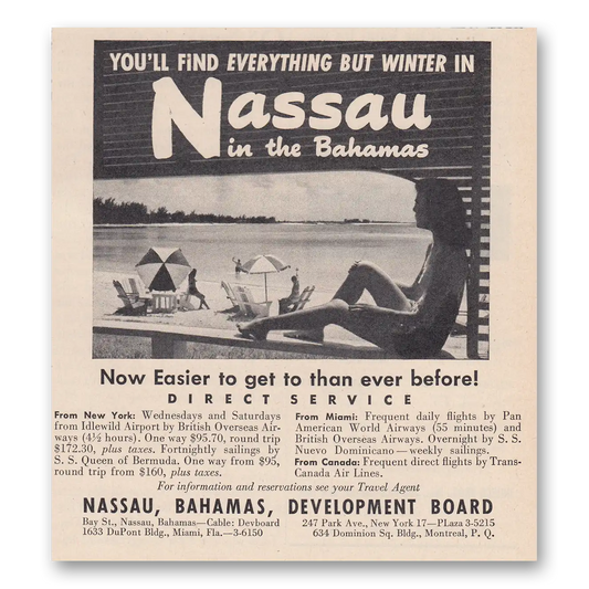 1950 Nassau Bahamas Find Everything But Winter Vintage Magazine Print Ad