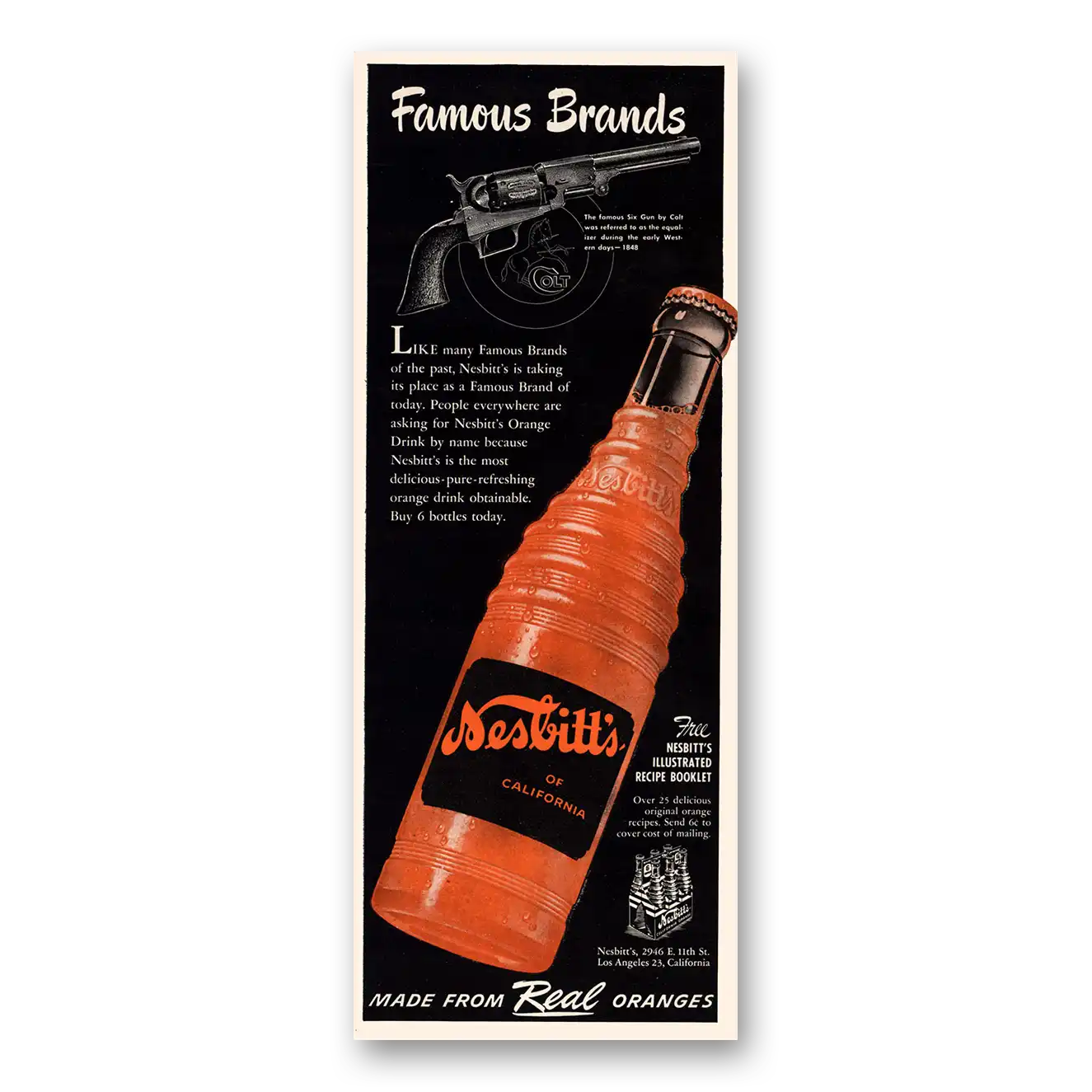 1950 Nesbitts Orange Drink Six Gun by Colt Vintage Magazine Print Ad