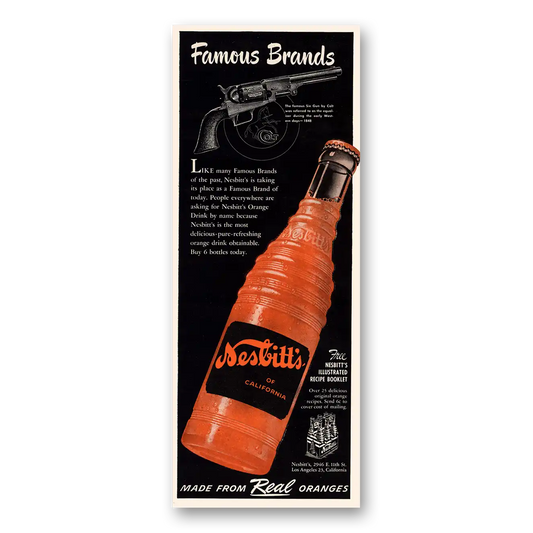 1950 Nesbitts Orange Drink Six Gun by Colt Vintage Magazine Print Ad