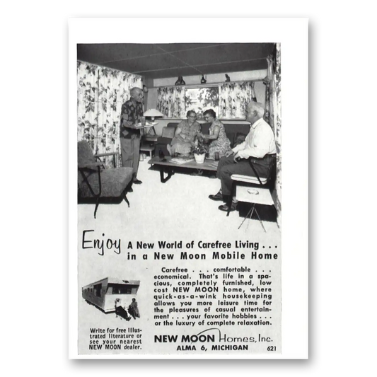 1956 New Moon Homes Carefree Living Completely Furnished Vintage Magazine Print Ad