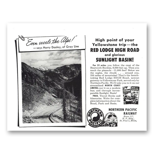 1950 Northern Pacific Railway Red Lodge High Road Vintage Magazine Print Ad