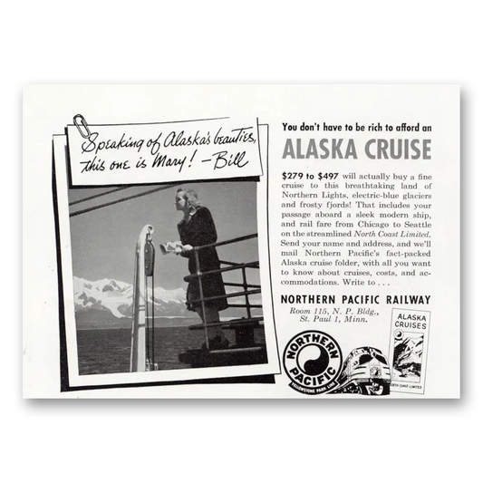 1950 Northern Pacific Railway Speaking of Alaskas Beauties Vintage Magazine Print Ad