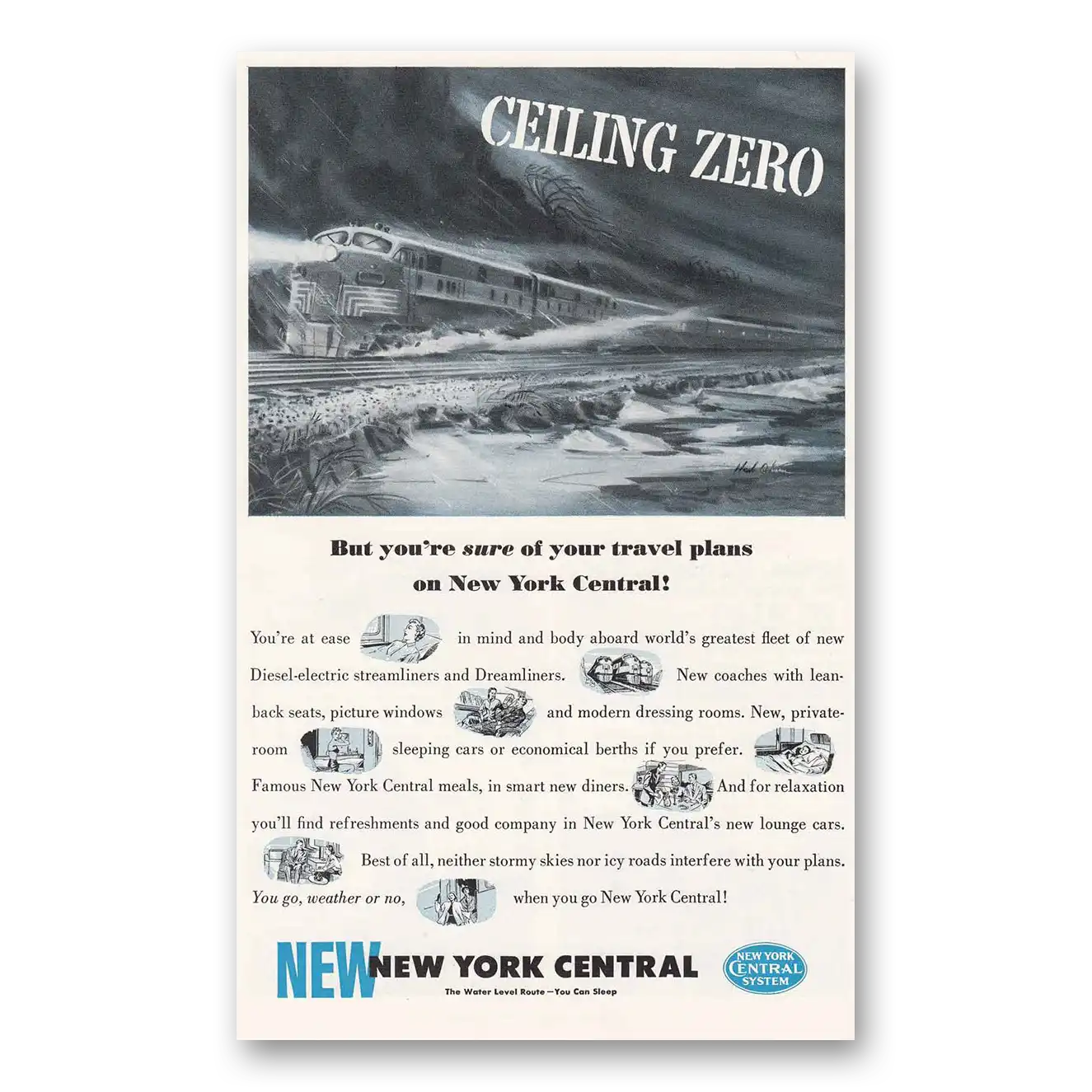 1950 New York Central Ceiling Zero Vintage Magazine Print Ad