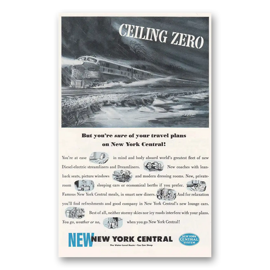 1950 New York Central Ceiling Zero Vintage Magazine Print Ad