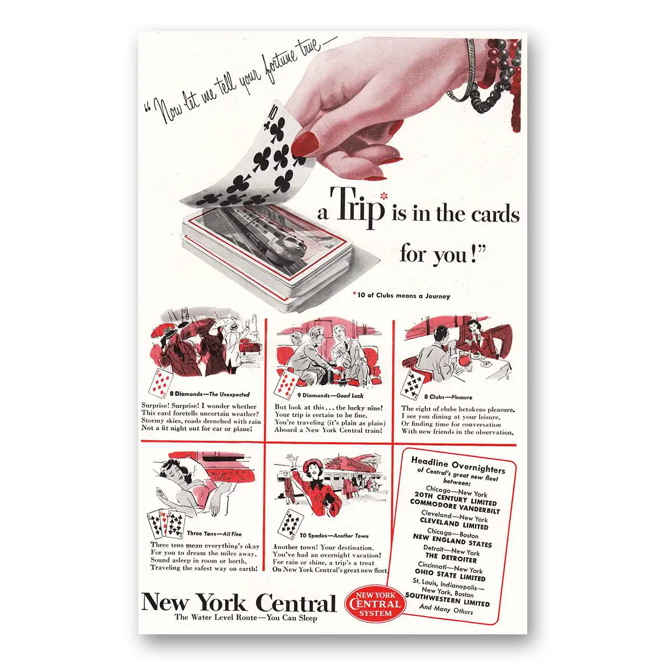 1950 New York Central Trip Is In the Cards for You Vintage Magazine Print Ad