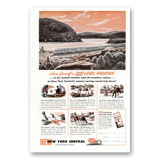 1950 New York Central Have Yourself a See Level Vacation Vintage Magazine Print Ad