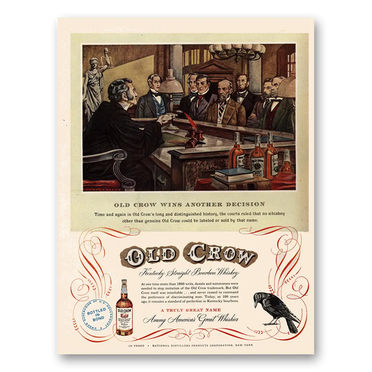 1950 Old Crow Whiskey Wins Another Decision Vintage Magazine Print Ad