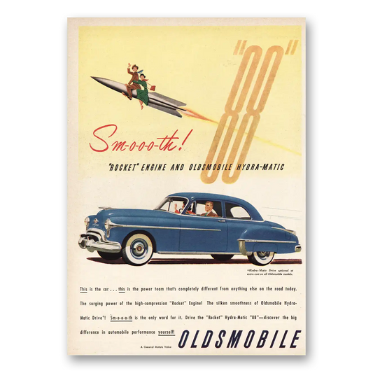 1950 Oldsmobile Smooth Vintage Magazine Print Ad