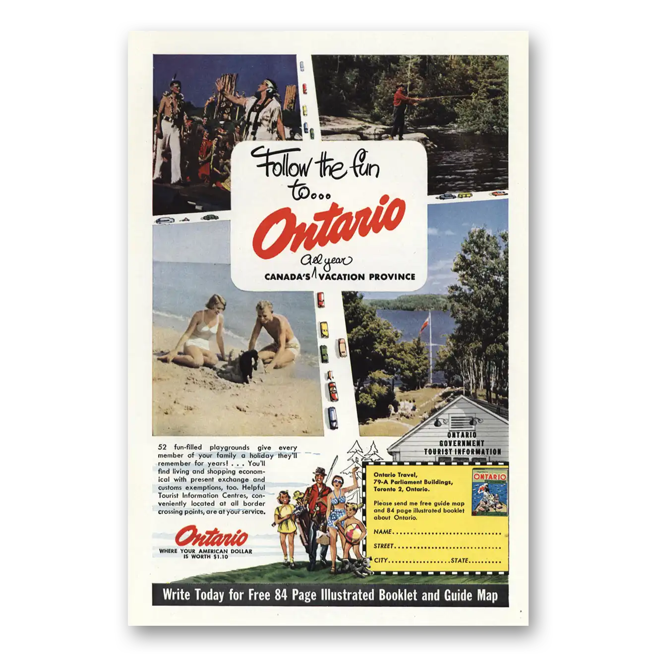 1950 Ontario Canada Follow the Fun 52 Fun Filled Playgrounds Vintage Magazine Print Ad