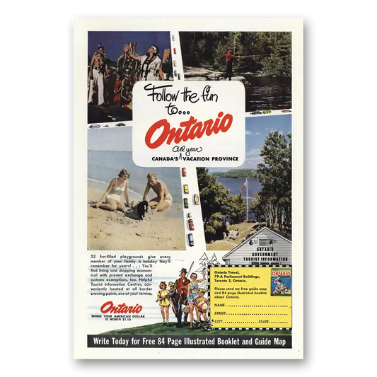 1950 Ontario Canada Follow the Fun 52 Fun Filled Playgrounds Vintage Magazine Print Ad