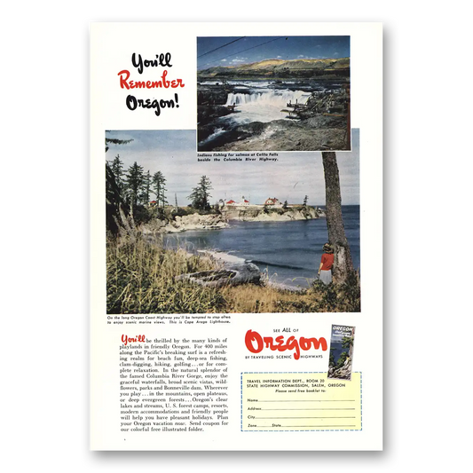 1950 Oregon Celilo Falls Columbia River Highway Vintage Magazine Print Ad