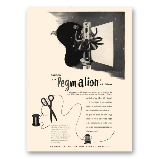 1950 Pegmalion Doll of an Idea Mr Shaw Vintage Magazine Print Ad