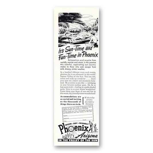 1950 Phoenix Arizona Sun Time and Fun Time Vintage Magazine Print Ad