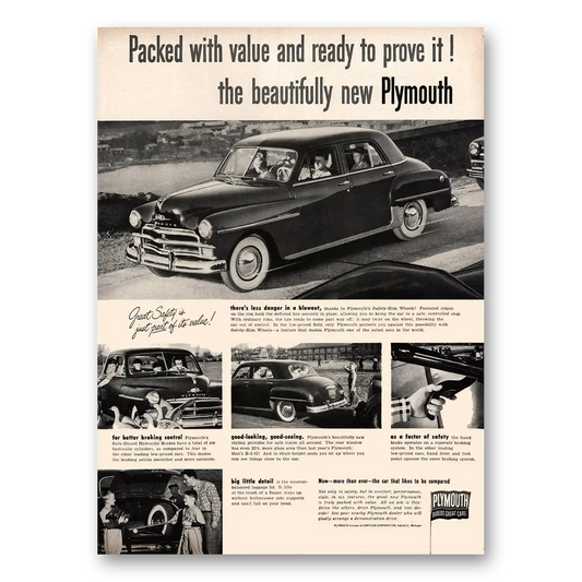 1950 Plymouth Beautifully New Vintage Magazine Print Ad