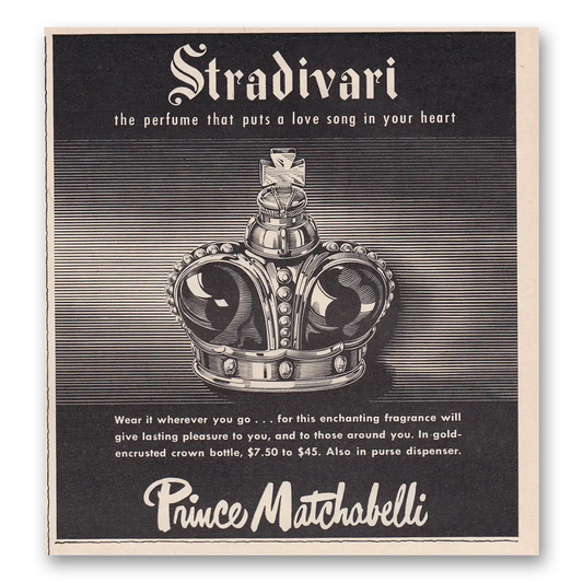 1950 Stradivari Perfume Puts a Love Song In Your Heart Vintage Magazine Print Ad