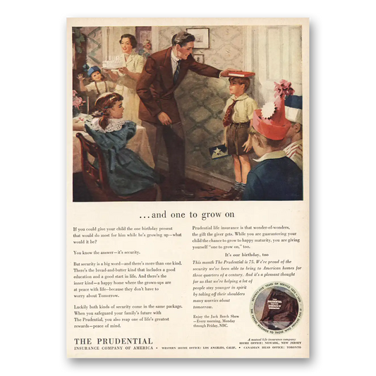 1950 Prudential Insurance And One to Grow On Vintage Magazine Print Ad