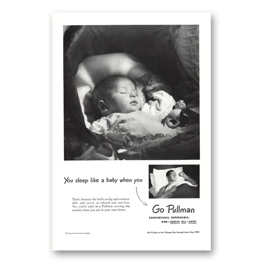 1950 Pullman You Sleep Like a Baby Vintage Magazine Print Ad