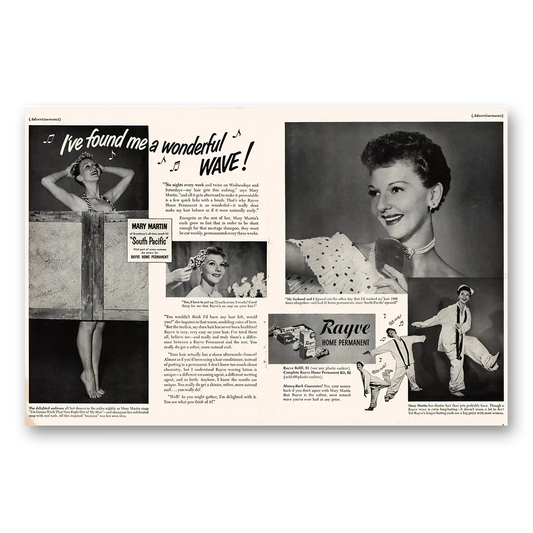 1950 Rayve Home Permanent Mary Martin South Pacific Vintage Magazine Print Ad