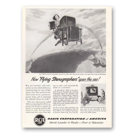 1950 RCA Television Flying Stenographers Vintage Magazine Print Ad