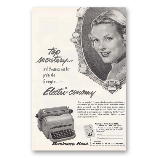 1950 Remington Typewriter Top Secretary Thousands Like Her Vintage Magazine Print Ad