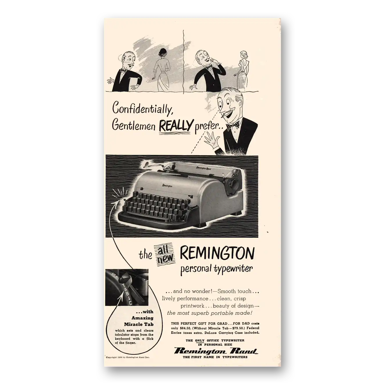 1950 Remington Typewriter Gentlemen Really Prefer Vintage Magazine Print Ad