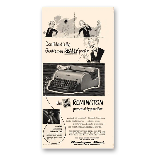 1950 Remington Typewriter Gentlemen Really Prefer Vintage Magazine Print Ad