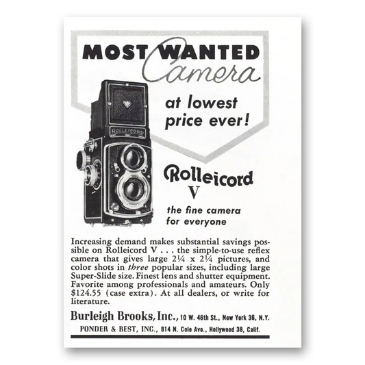 1956 Rolleicord Camera Most Wanted Camera Vintage Magazine Print Ad