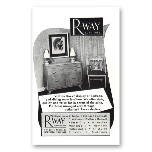 1950 Rway Northern Furniture Bedroom and Dining Room Vintage Magazine Print Ad