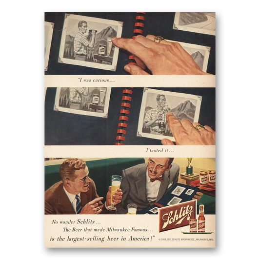 1950 Schlitz Beer I Tasted It Photo Album Vintage Magazine Print Ad