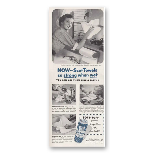 1950 Scot Towels So Strong When Wet Vintage Magazine Print Ad