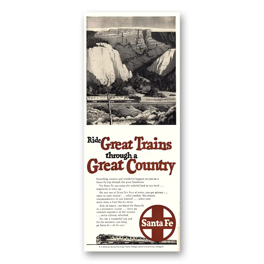 1950 Santa Fe Railway Something Western and Wonderful Vintage Magazine Print Ad