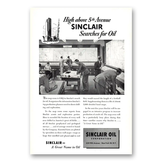 1950 Sinclair Oil High Above 5th Avenue Vintage Magazine Print Ad