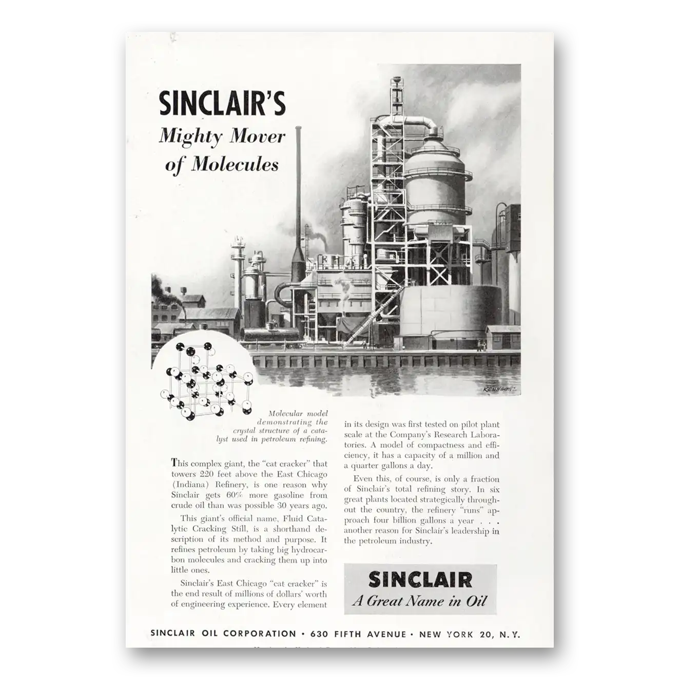 1950 Sinclair Mighty Mover of Molecules Vintage Magazine Print Ad