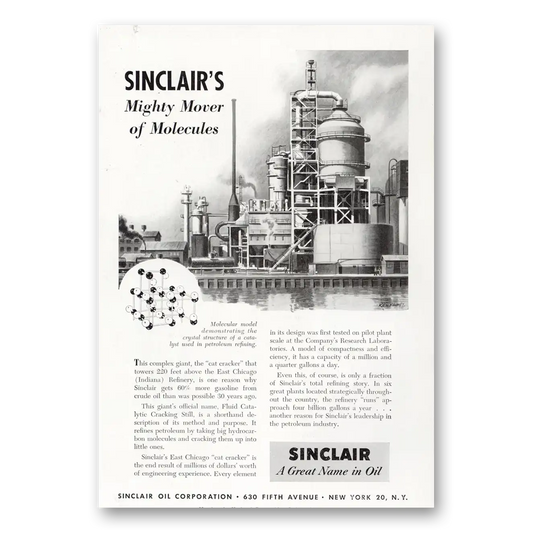 1950 Sinclair Mighty Mover of Molecules Vintage Magazine Print Ad