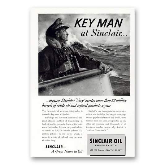 1950 Sinclair Key Man at Sinclair Because Sinclairs Navy Vintage Magazine Print Ad