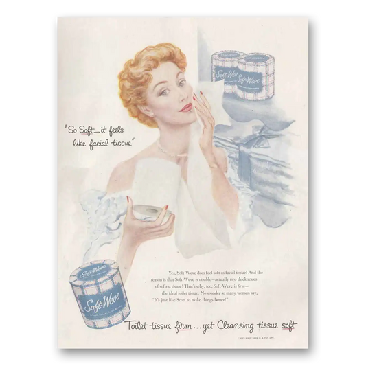 1950 Soft Weve Tissue Feels Like Facial Tissue Vintage Magazine Print Ad