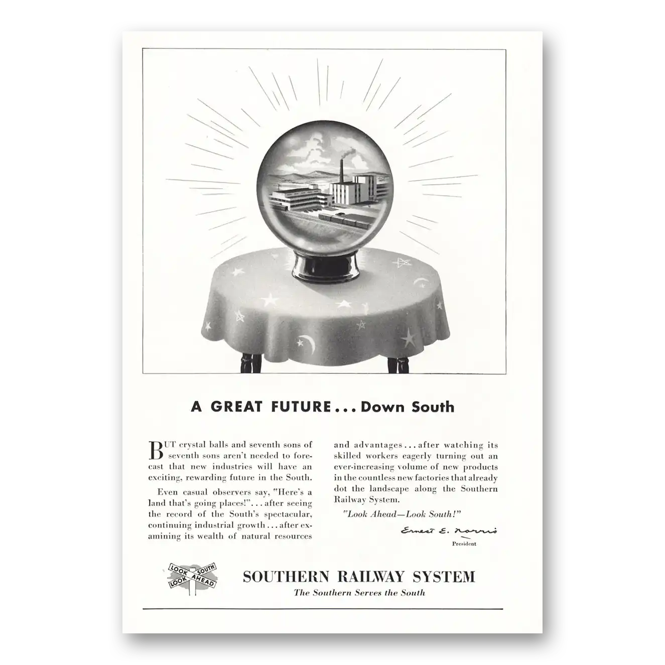 1950 Southern Railway Great Future Down South Vintage Magazine Print Ad