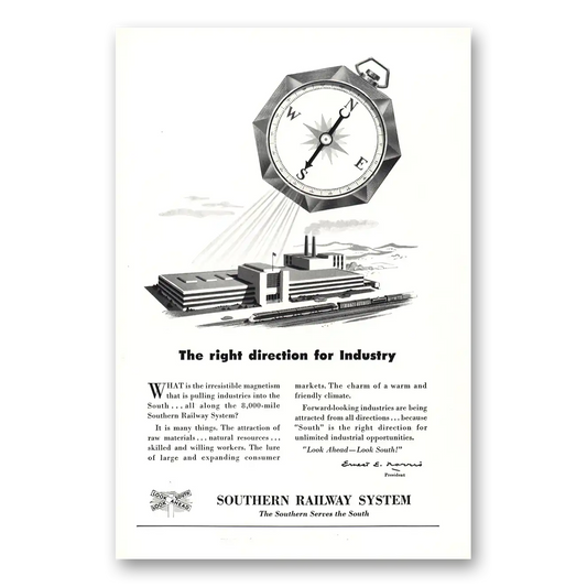 1950 Southern Railway Right Direction Industry Vintage Magazine Print Ad