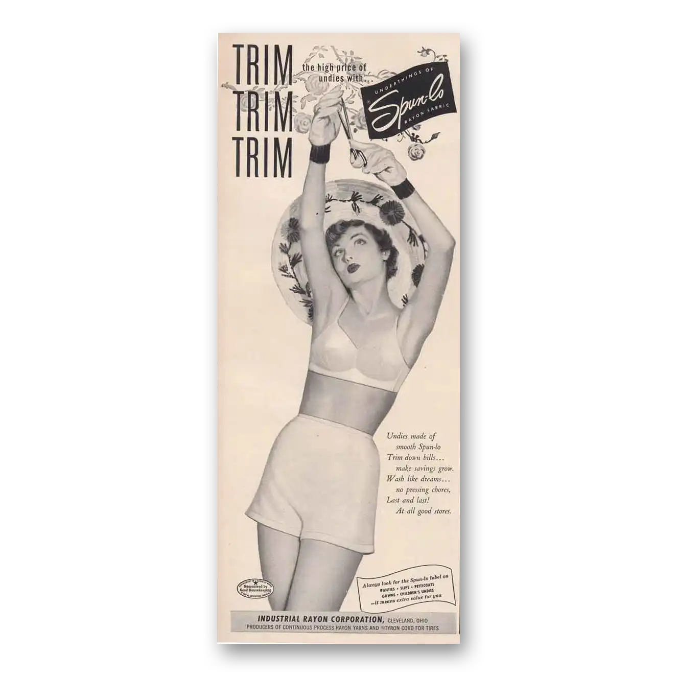 1951 Spun Lo Panties Undies Made of Smooth Spun Lo Vintage Magazine Print Ad