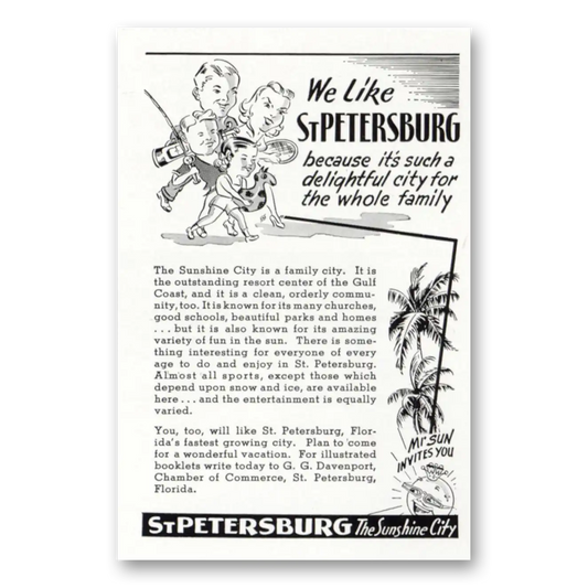 1950 St Petersburg Florida We Like Delightful City Vintage Magazine Print Ad