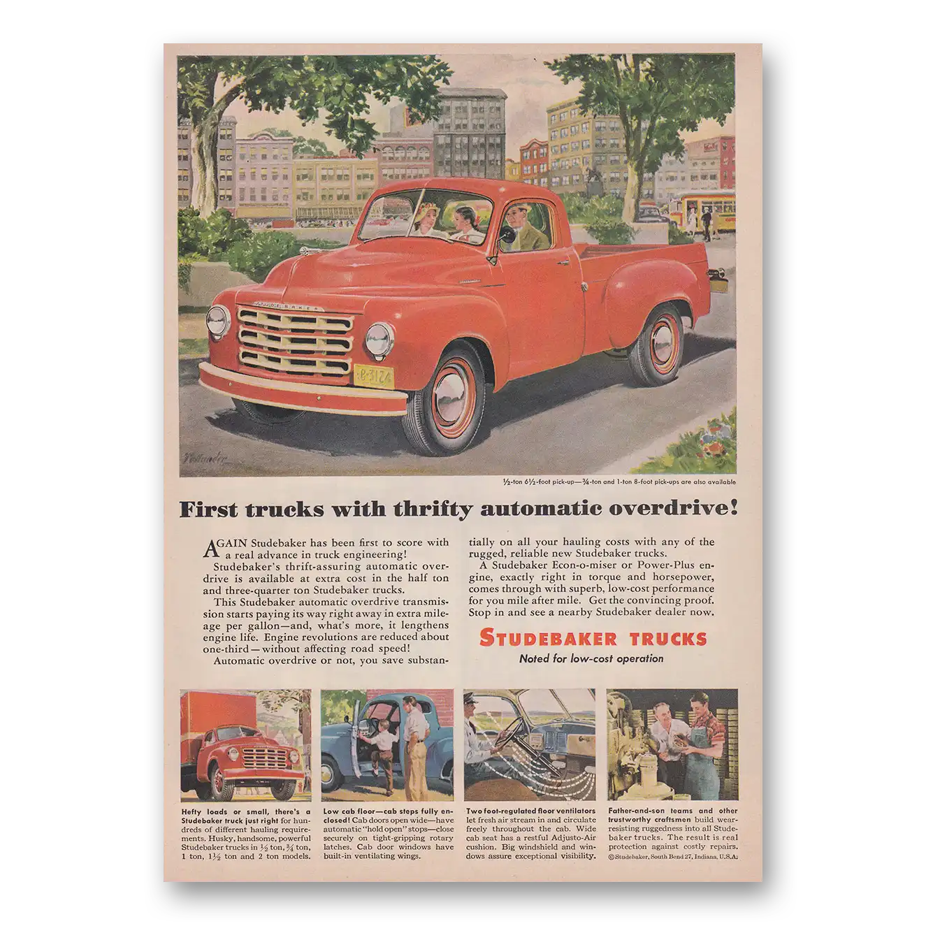 1950 Studebaker Trucks Thrifty Automatic Overdrive Vintage Magazine Print Ad