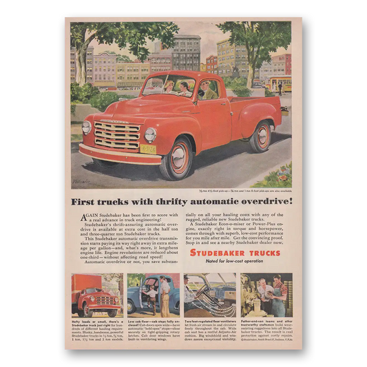 1950 Studebaker Trucks Thrifty Automatic Overdrive Vintage Magazine Print Ad