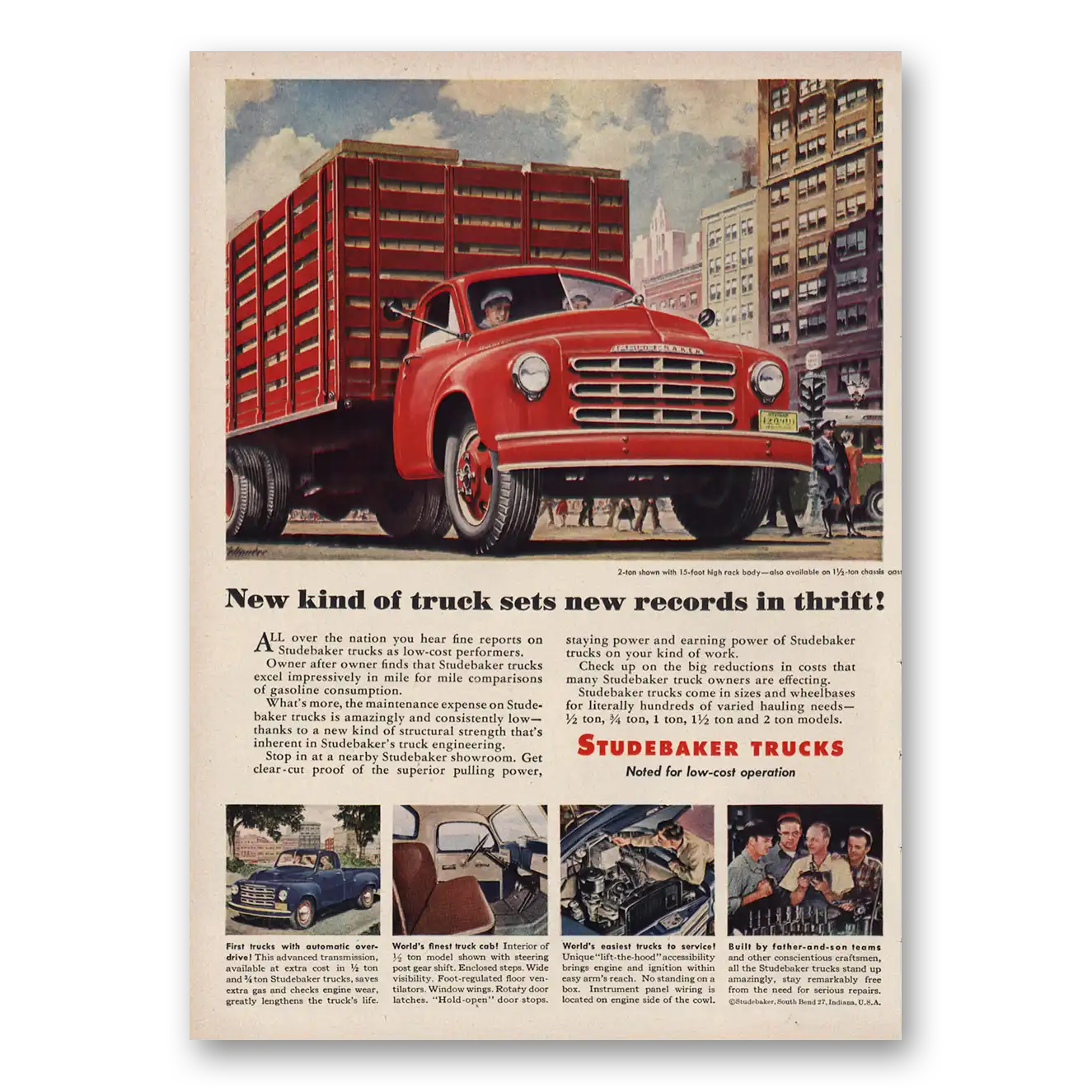 1950 Studebaker Trucks New Records In Thrift Vintage Magazine Print Ad